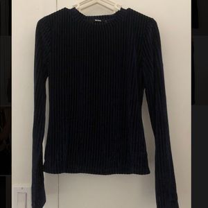 Long Sleeve Ribbed Velvet Shirt